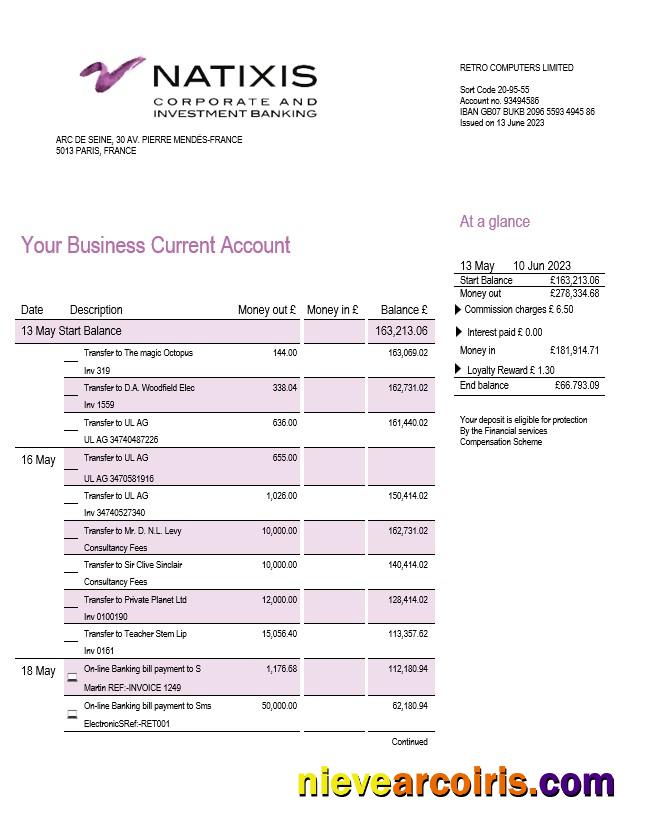 Algeria Natixis Algerie bank proof of address bank statement template in